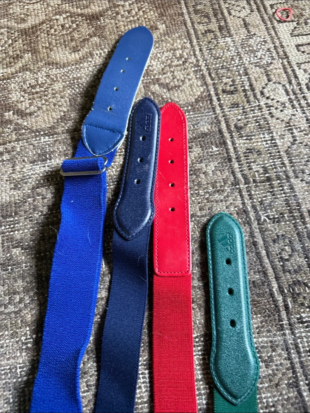 Lot of 4 baseball Elastic Belts - Blue, Navy, Red, Green